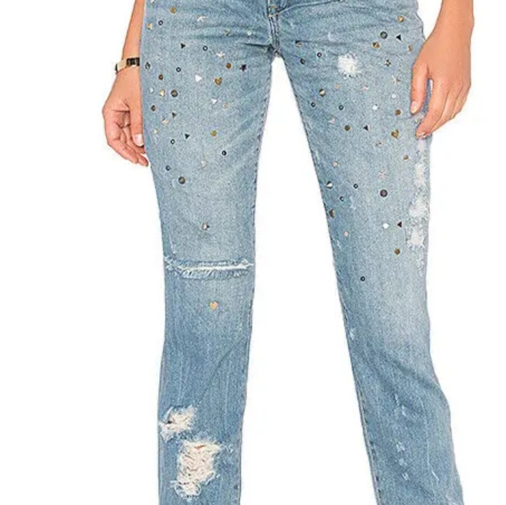 Blanknyc Star Studded Crop Jean Light wash Sz 26 - Picture 1 of 14